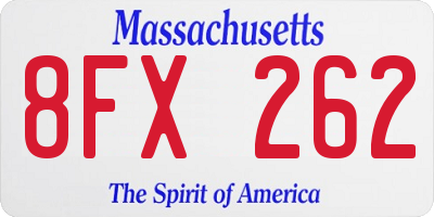 MA license plate 8FX262