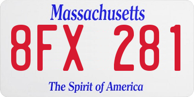 MA license plate 8FX281