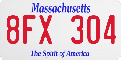 MA license plate 8FX304