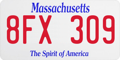 MA license plate 8FX309
