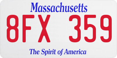 MA license plate 8FX359