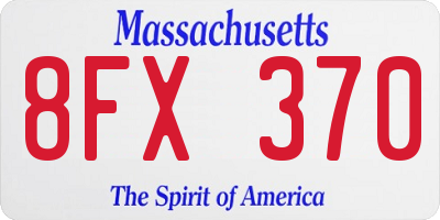 MA license plate 8FX370