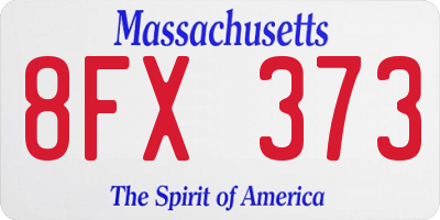MA license plate 8FX373