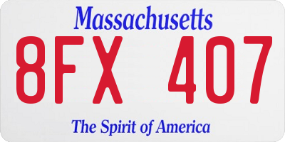 MA license plate 8FX407