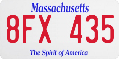 MA license plate 8FX435