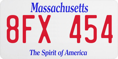 MA license plate 8FX454