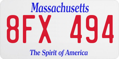 MA license plate 8FX494