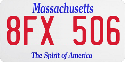 MA license plate 8FX506