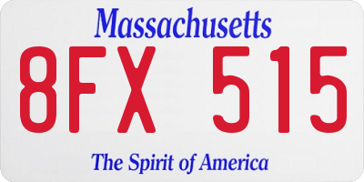 MA license plate 8FX515