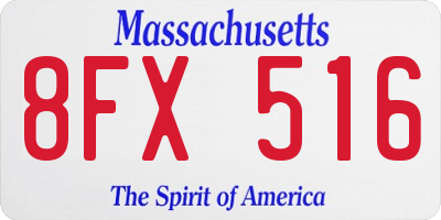 MA license plate 8FX516