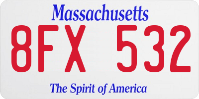 MA license plate 8FX532