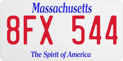 MA license plate 8FX544