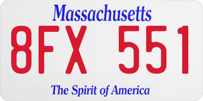 MA license plate 8FX551