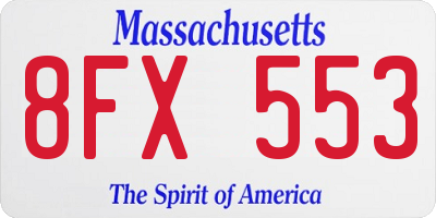 MA license plate 8FX553