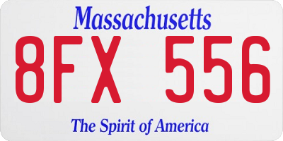MA license plate 8FX556