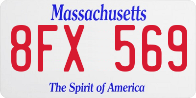 MA license plate 8FX569