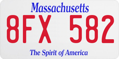 MA license plate 8FX582