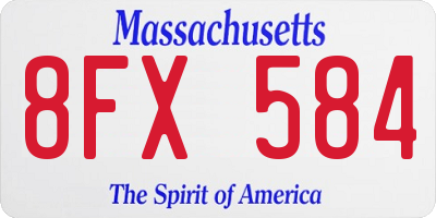 MA license plate 8FX584