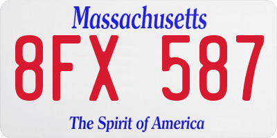 MA license plate 8FX587