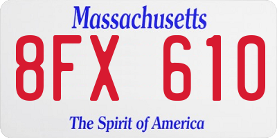 MA license plate 8FX610