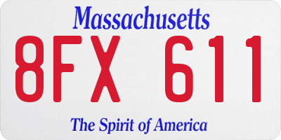 MA license plate 8FX611