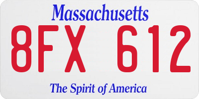 MA license plate 8FX612