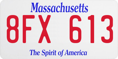 MA license plate 8FX613