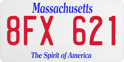 MA license plate 8FX621