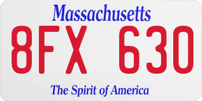 MA license plate 8FX630