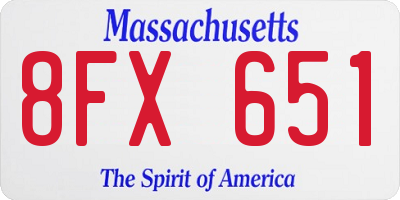 MA license plate 8FX651