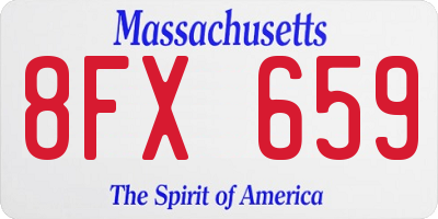 MA license plate 8FX659