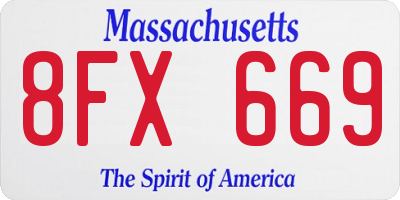 MA license plate 8FX669