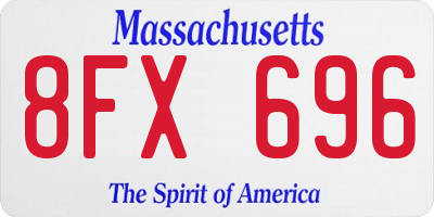 MA license plate 8FX696