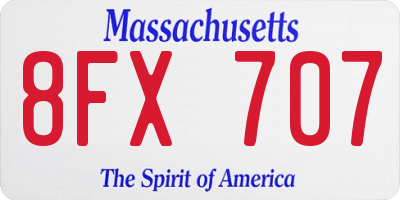MA license plate 8FX707
