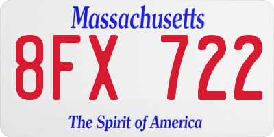 MA license plate 8FX722