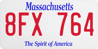 MA license plate 8FX764