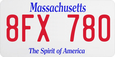 MA license plate 8FX780