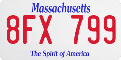 MA license plate 8FX799