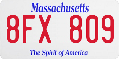 MA license plate 8FX809