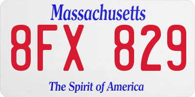 MA license plate 8FX829