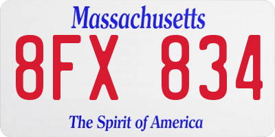 MA license plate 8FX834