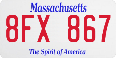MA license plate 8FX867