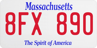 MA license plate 8FX890