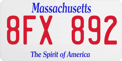 MA license plate 8FX892