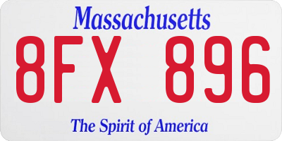 MA license plate 8FX896
