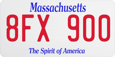 MA license plate 8FX900
