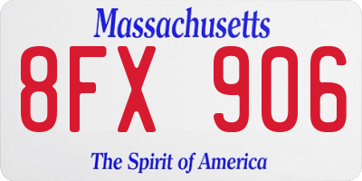 MA license plate 8FX906