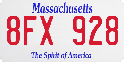 MA license plate 8FX928