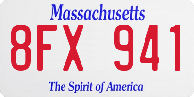MA license plate 8FX941