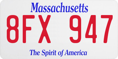 MA license plate 8FX947